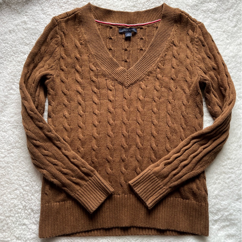 Tommy Hilfiger Brown Cable Knit Sweater